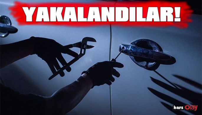 Kars'ta park halindeki araçtan İnşaat malzemeleri ve para çalan hırsızlar yakalandı