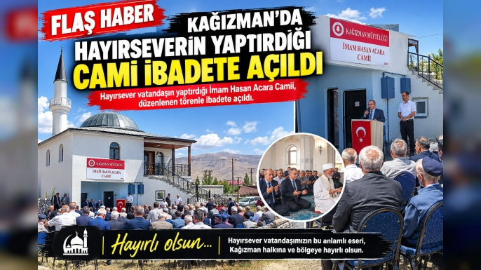 Kağızman’da Hayırseverin Yaptırdığı Cami İbadete Açıldı