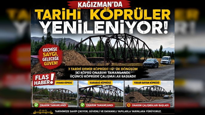 Kağızman’da Tarihi Köprüler Yenileniyor